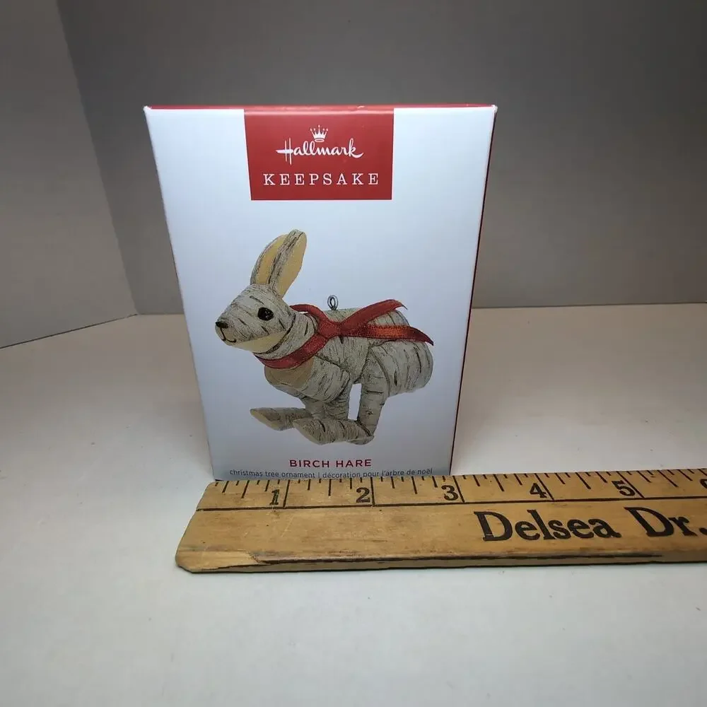 Hallmark Christmas‎ Ornament Birch Hare Wood Look Running Rabbit 2023